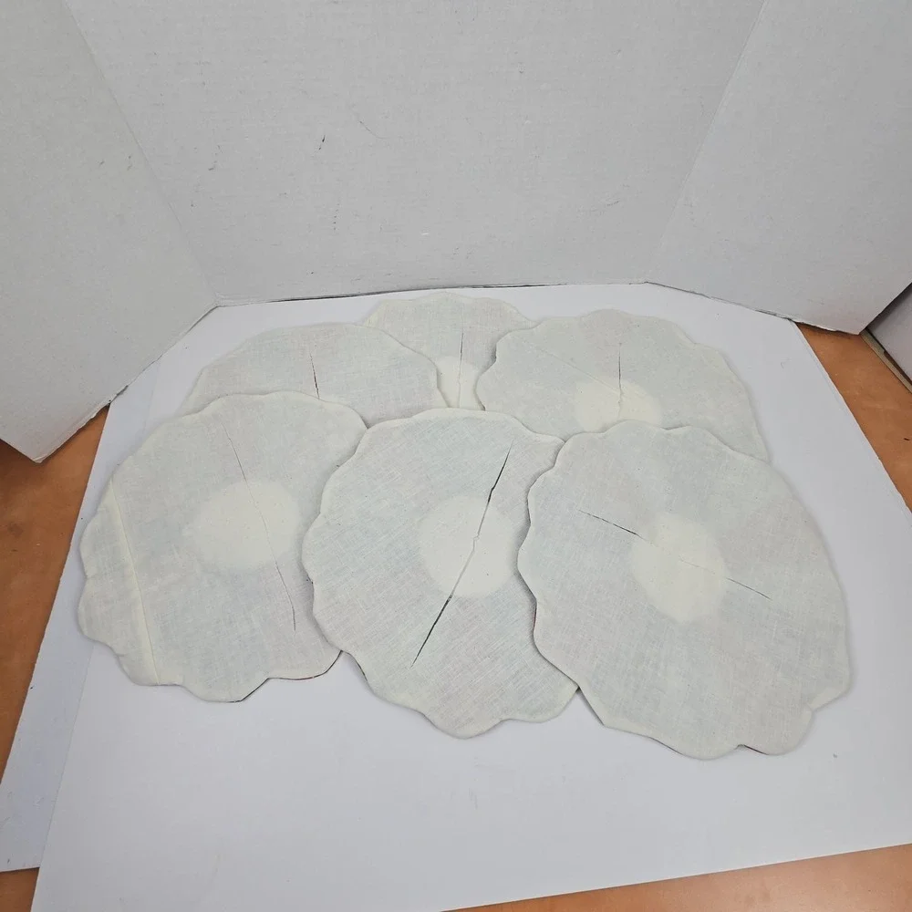 6 Hand Stitched Flower Quilt Fabric Pieces Pillow Covers with Plain Backs READ